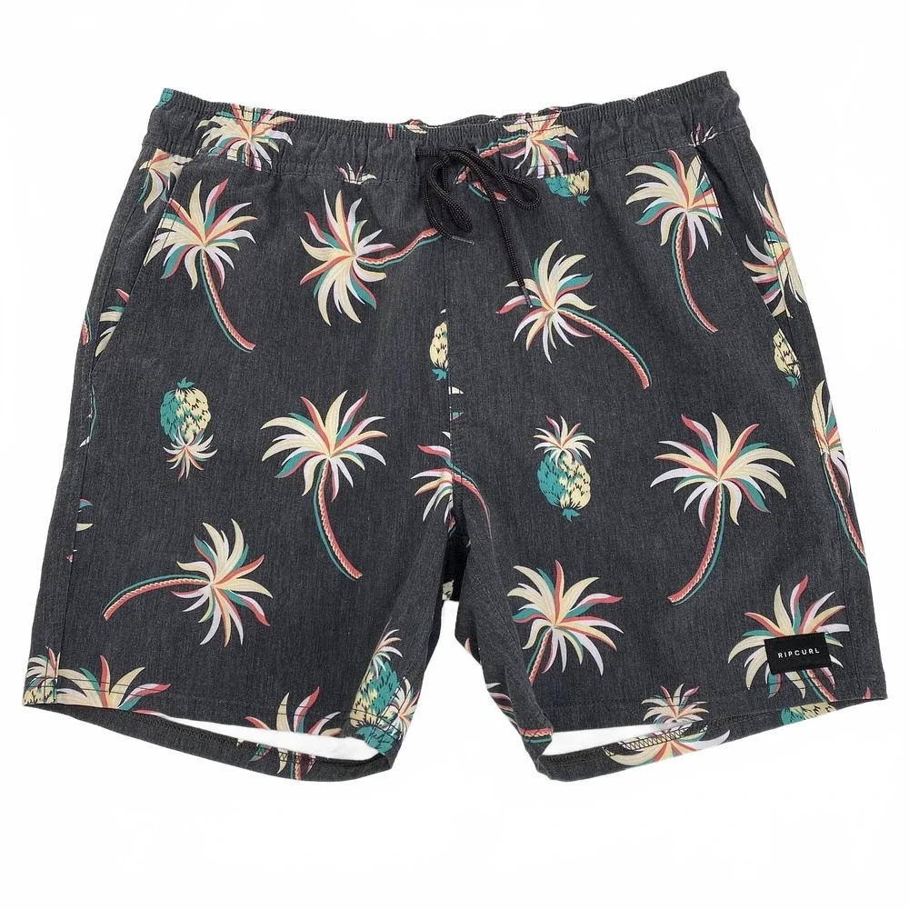 Rip Curl Gray Green Board Shorts | Men’s M Regular Tropical Print